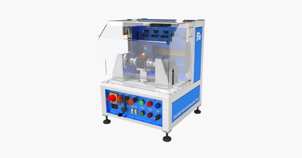 Compact SOLO motor test bench in a blue case with control panel
