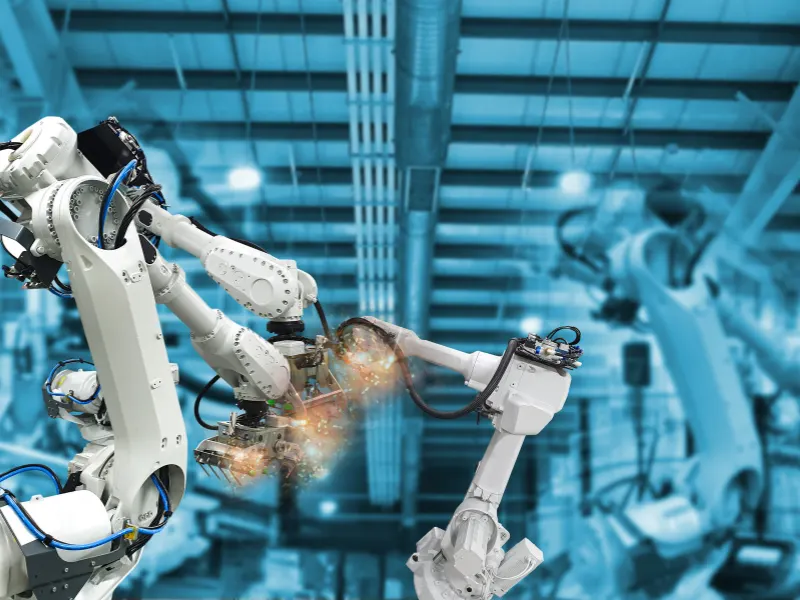 Robotic arms performing precise tasks in automation lines