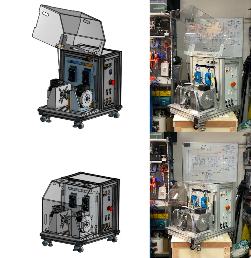 Figure 14. Opened and Closed Chamber cover - example of 3D model (L) vs the real machine (R)