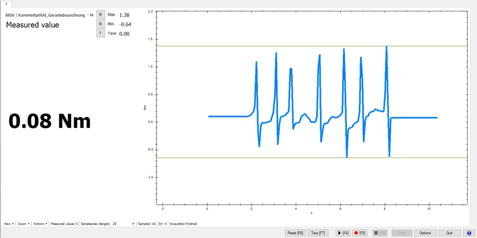 Figure 25. Torque sensor software measured graph output example
