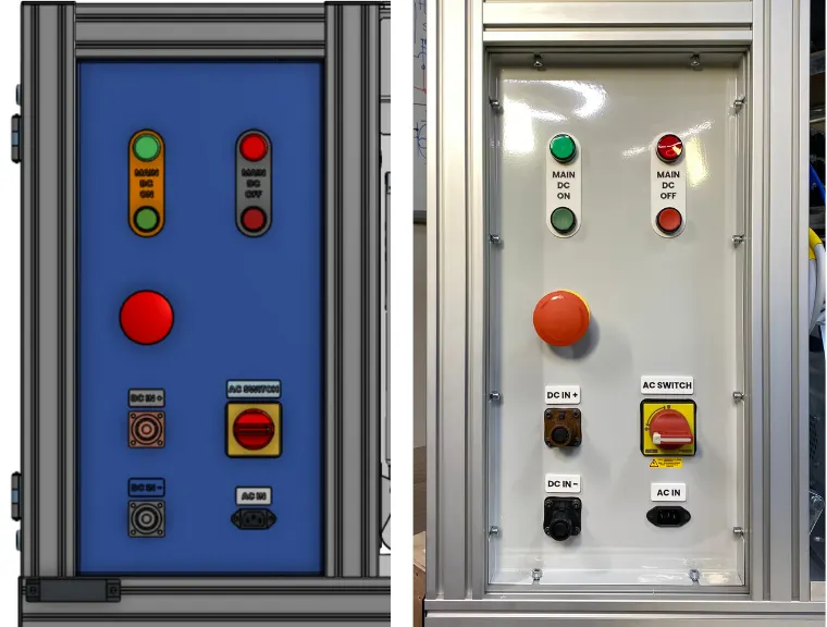Figure 28. Power Input panel 3D model (L) vs Real Machine Image (R)