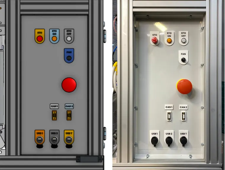 Figure 29. Data Output panel 3D model (L) vs Real Machine Image (R)